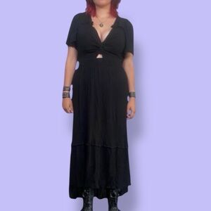 1999 Kismet Black Maxi Goth V Neck Dress